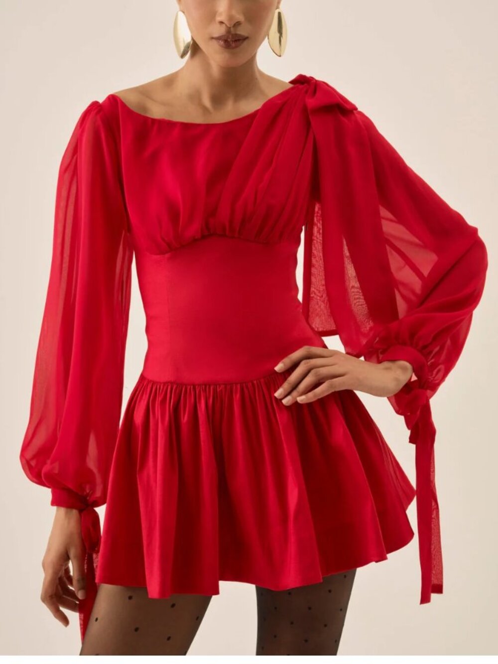NEW $269 FOR LOVE AND LEMONS LUCIA RED MINI DRESS SIZE S